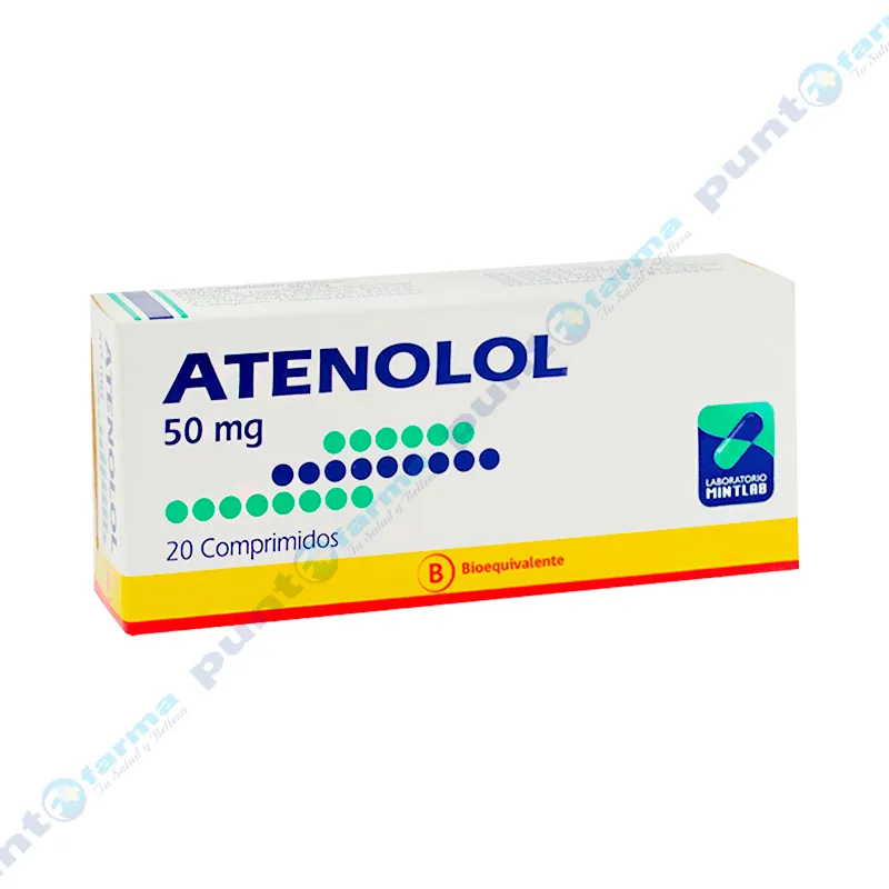 Atenolol Mintlab 50mg Caja de 20 comprimidos. Punto Farma