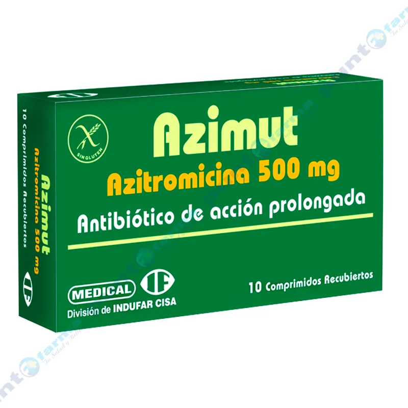 Azimut Azitromicina 500 mg. - Contiene 10 comprimidos revestidos.