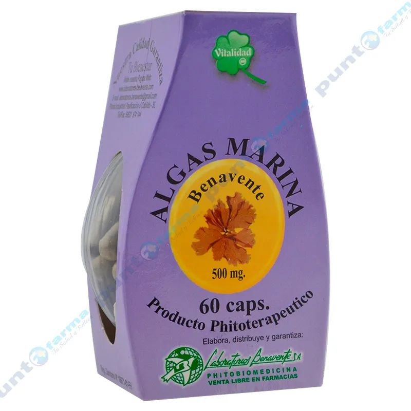 Benavente Algas Marinas 500 mg -Contiene 60 cápsulas