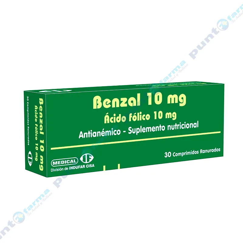 Benzal Ácido Fólico 10 mg - Caja de 30 comprimidos