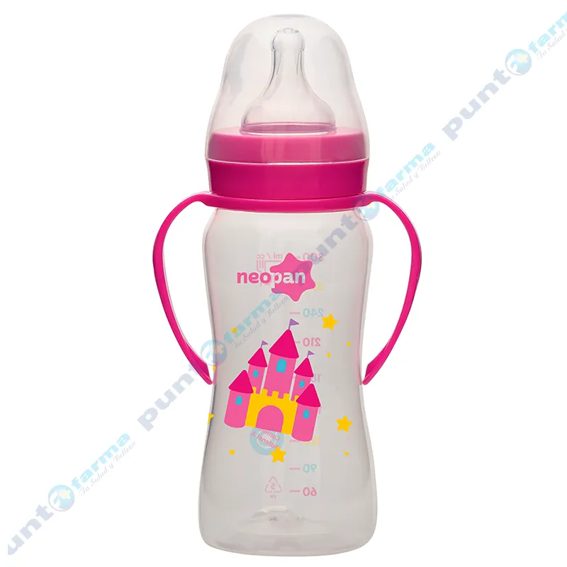 Biberon Boca Ancha Con Alza Rosa Neopan - 300 mL