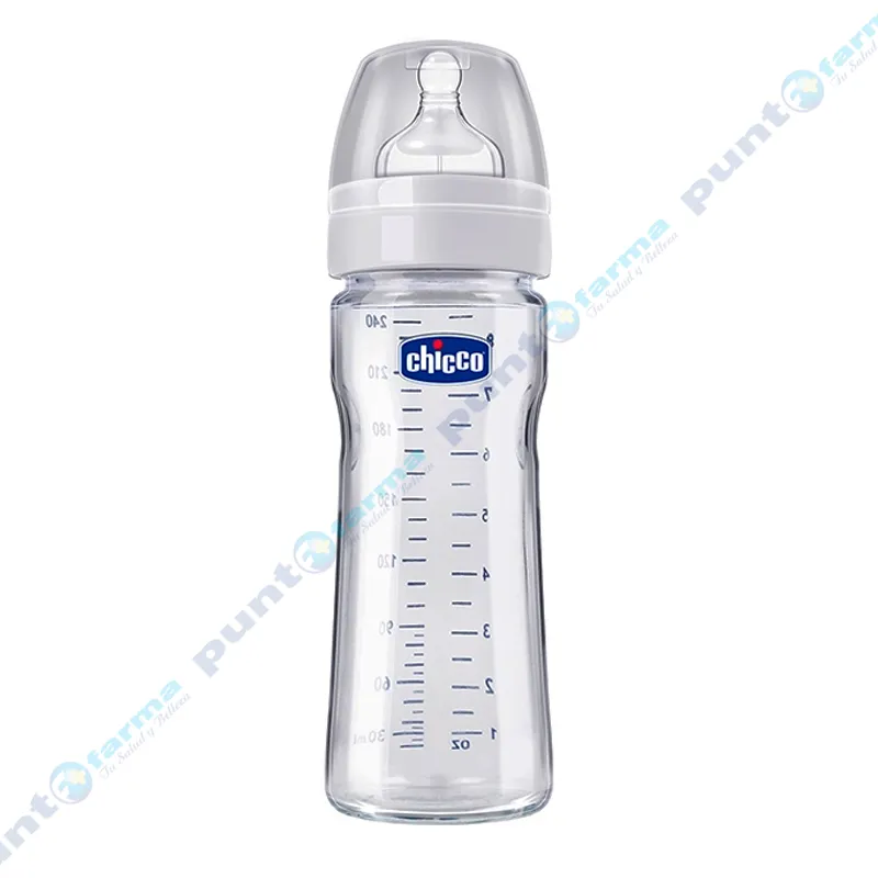 Biberón Vidrio Transparente Flujo Normal 0M+ Chicco - Cont.240 mL