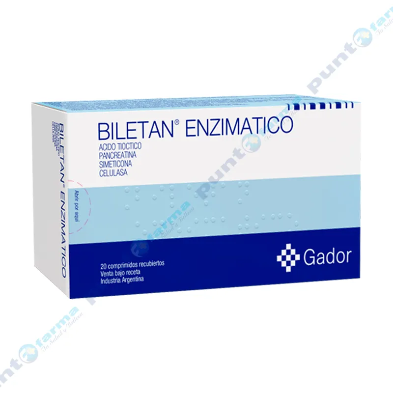 Biletan Enzimatico - Contiene 20 comprimidos recubiertos.