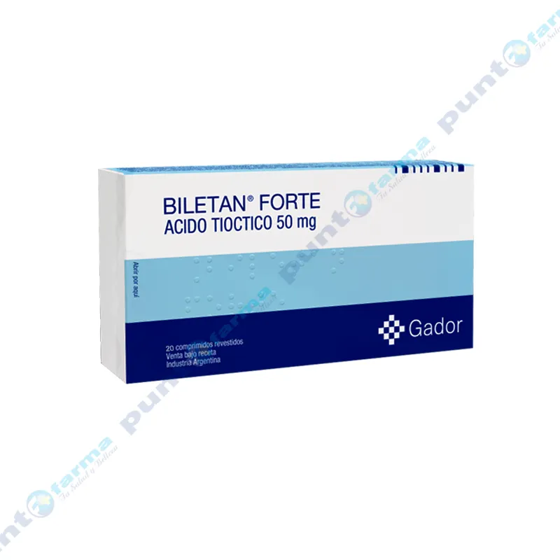 Biletan Forte Acido Tioctico 50 mg - Contiene 20 comprimidos.