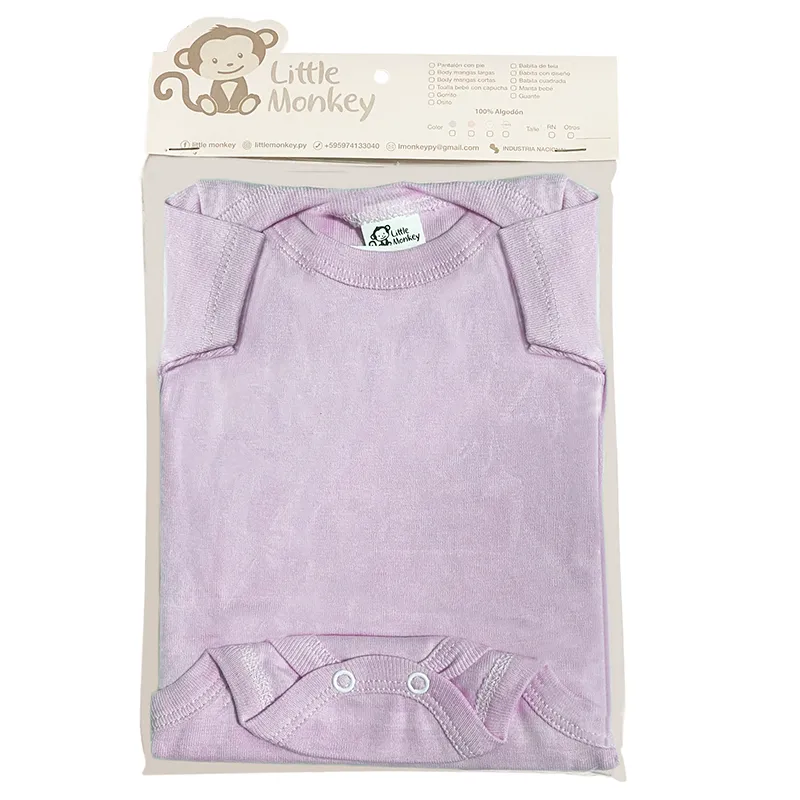 Body Mangas Cortas Recien Nacido Color Rosa Little Monkey