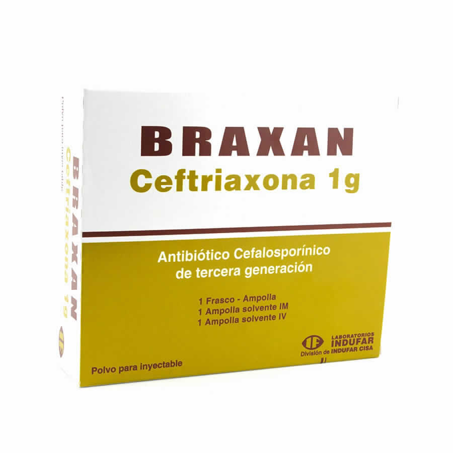 Braxan Ceftriaxona 1 gr. - Cont. 1 ampolla de 1 mL