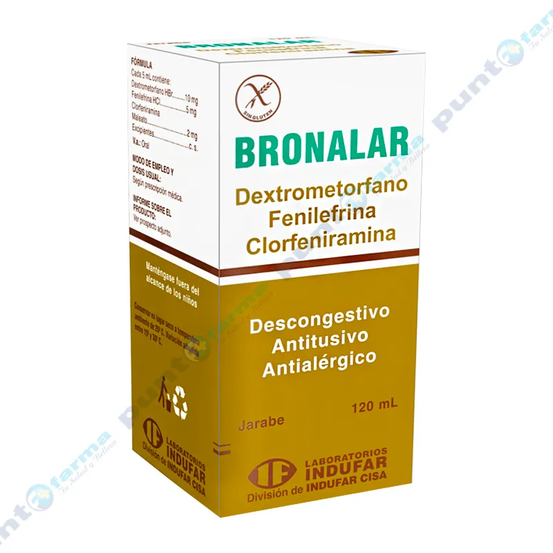 Bronalar Dextrometorfano Fenilefrina Clorfeniramina - Contiene 120 mL.