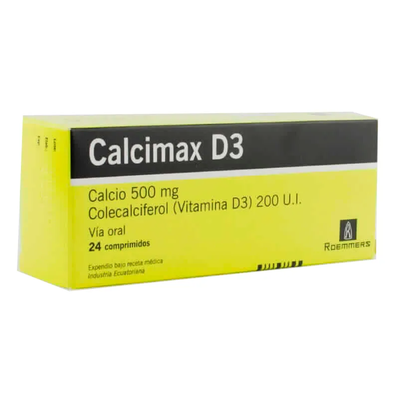 Calcimax D3 Calcio 500 mg Colecalciferol  - Caja de 24 comprimidos