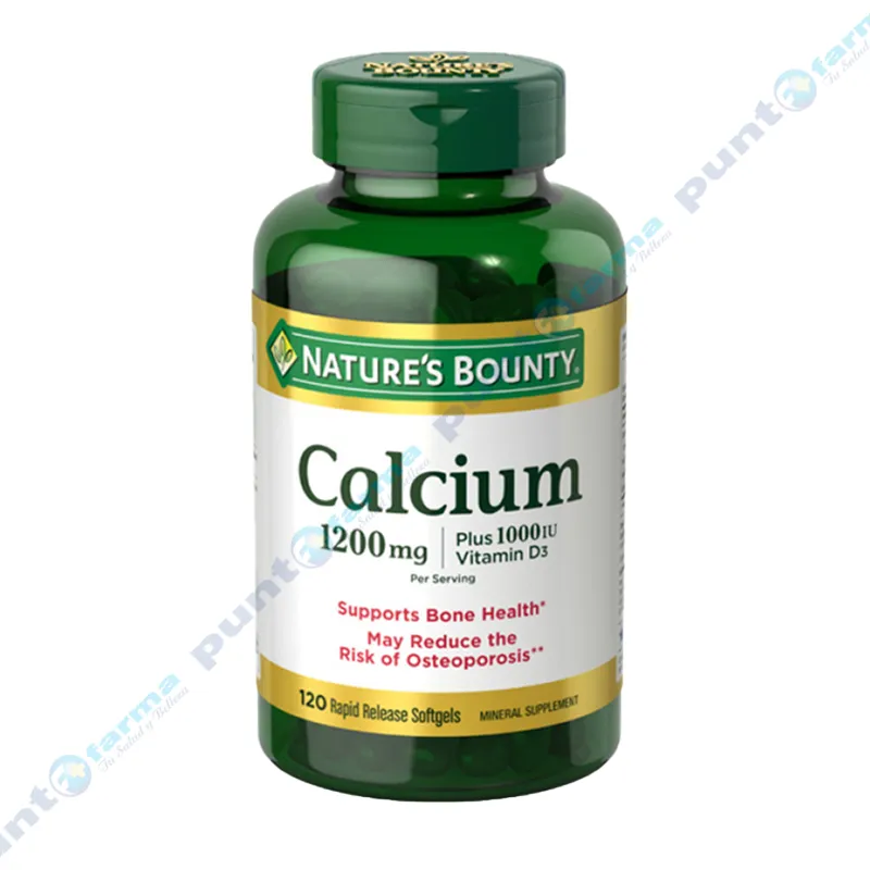 Calcio 1200 mg Natures Bounty - Frasco de 120 Cápsulas