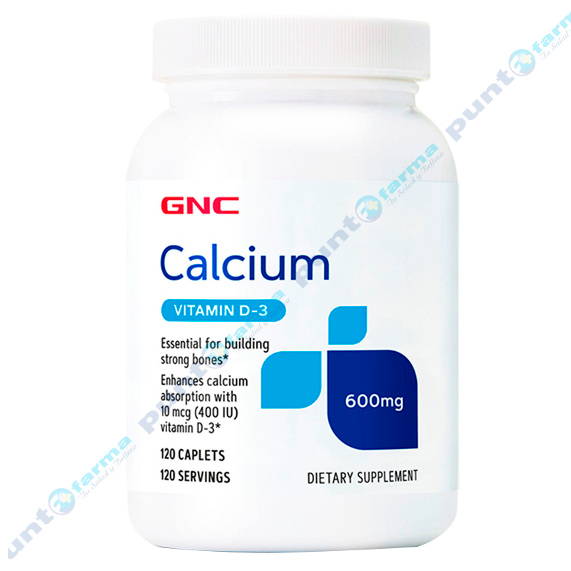 Calcium 600 mg Vitamin D3 GNC Cont. 120 cápsulas Punto Farma