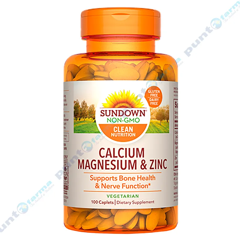 Calcium Magnesium y Zinc Sundown Non-gmo - Cont. 100 cápsulas