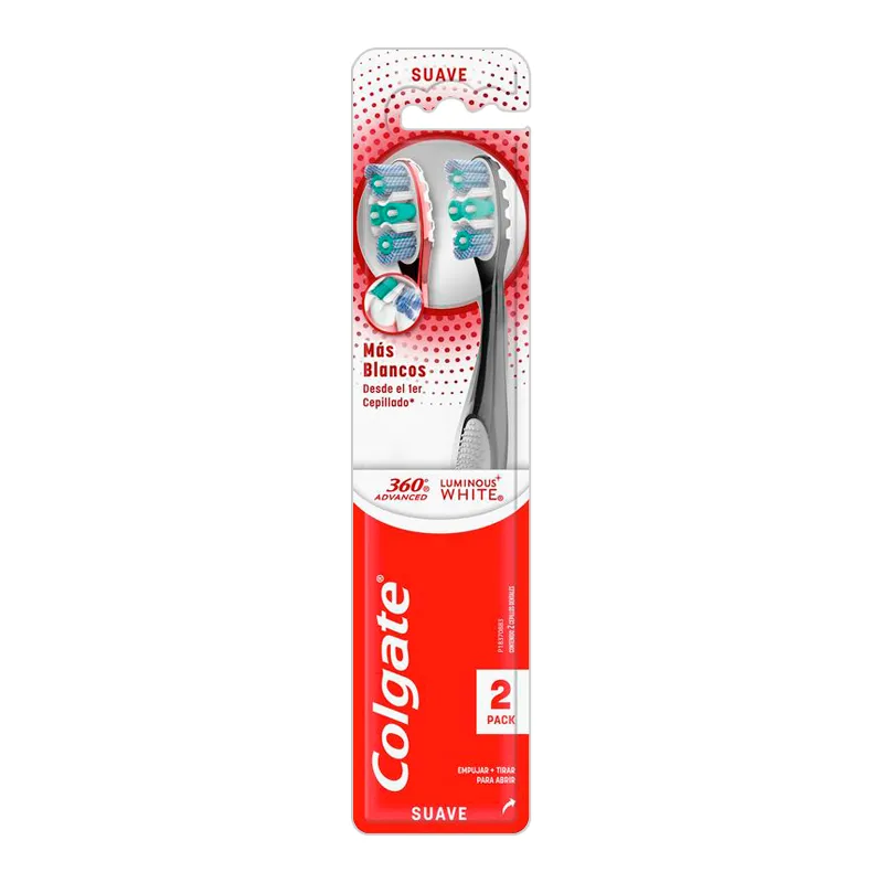 Cepillo De Dientes Colgate 360° Advanced Luminous White - Cont. 2 unidades