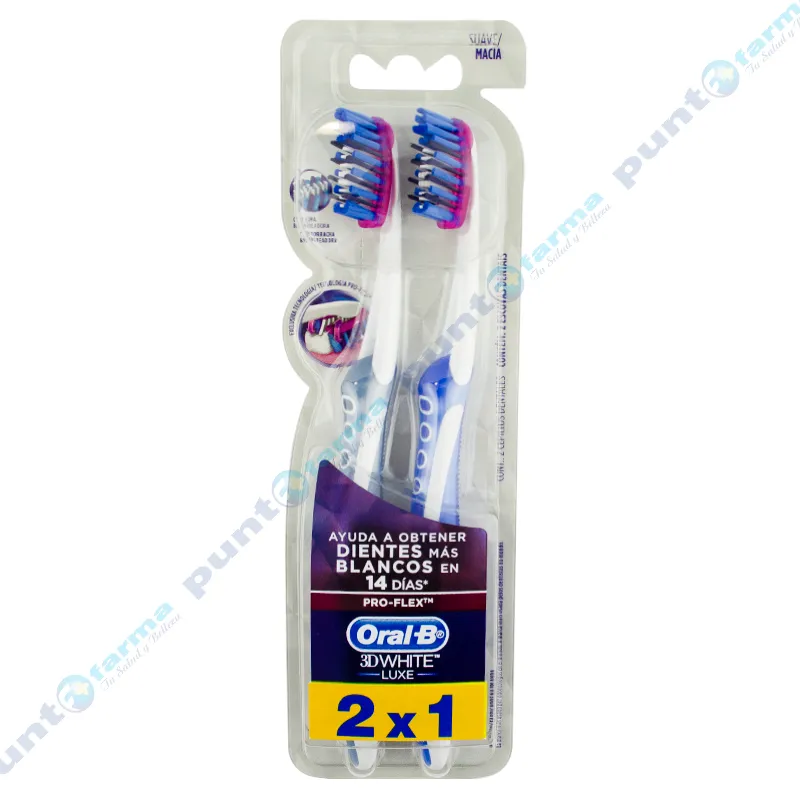 Cepillo Dental Oral-B 3D White Luxe Pro-Flex - Cont. 2 unidades