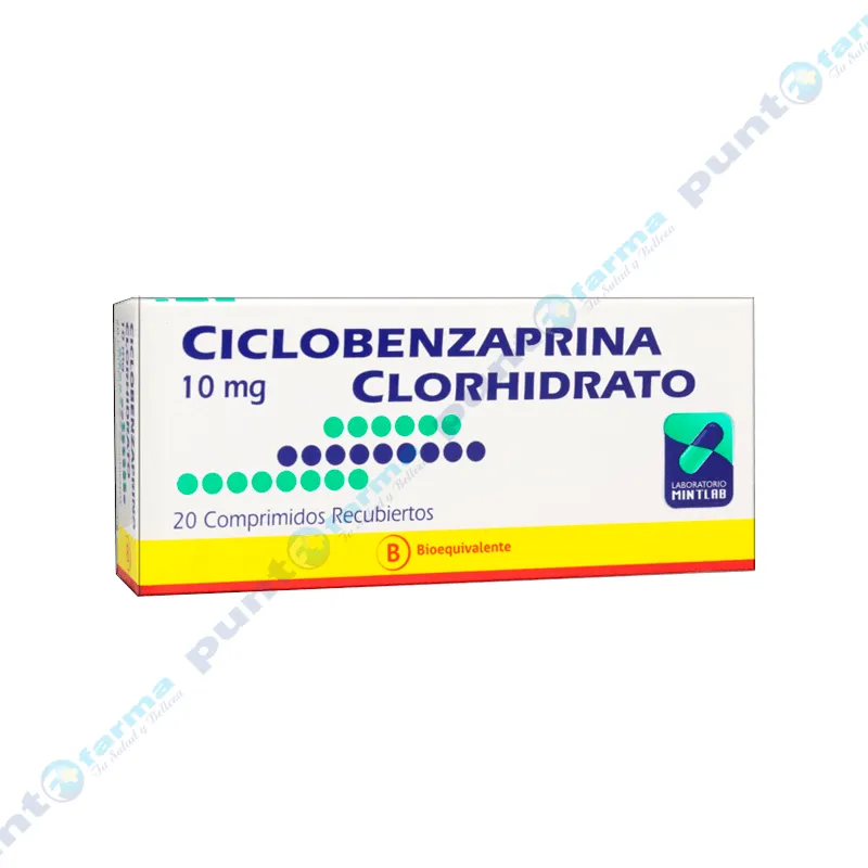 Ciclobenzaprina Clorhidrato Mintlab 10 mg - Caja de 20 comprimidos.