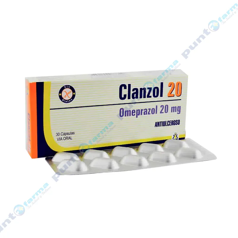 Clanzol Omeprazol 20 mg - Caja de 30 Cápsulas