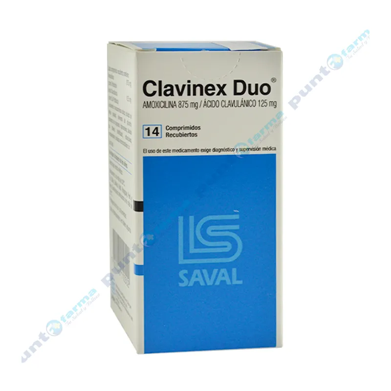 Clavinex Duo Amoxicilina  - Contenido de 14 comprimidos recubiertos.