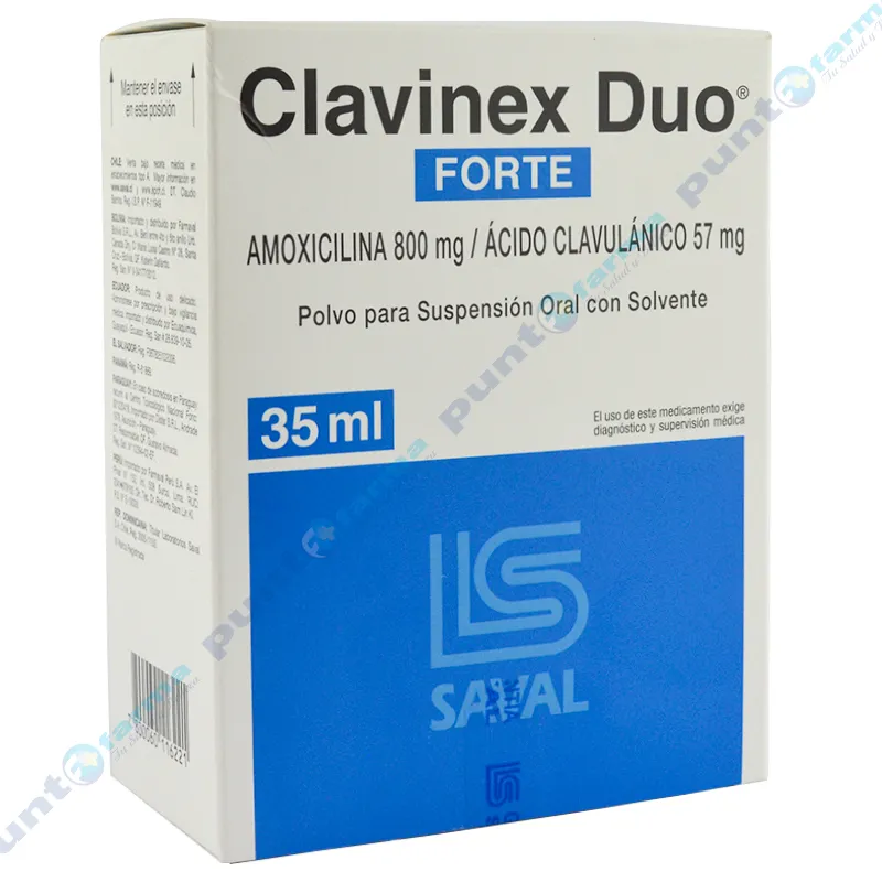 Clavinex Duo Forte - Contenido suspensión oral con solvente de 35 mL