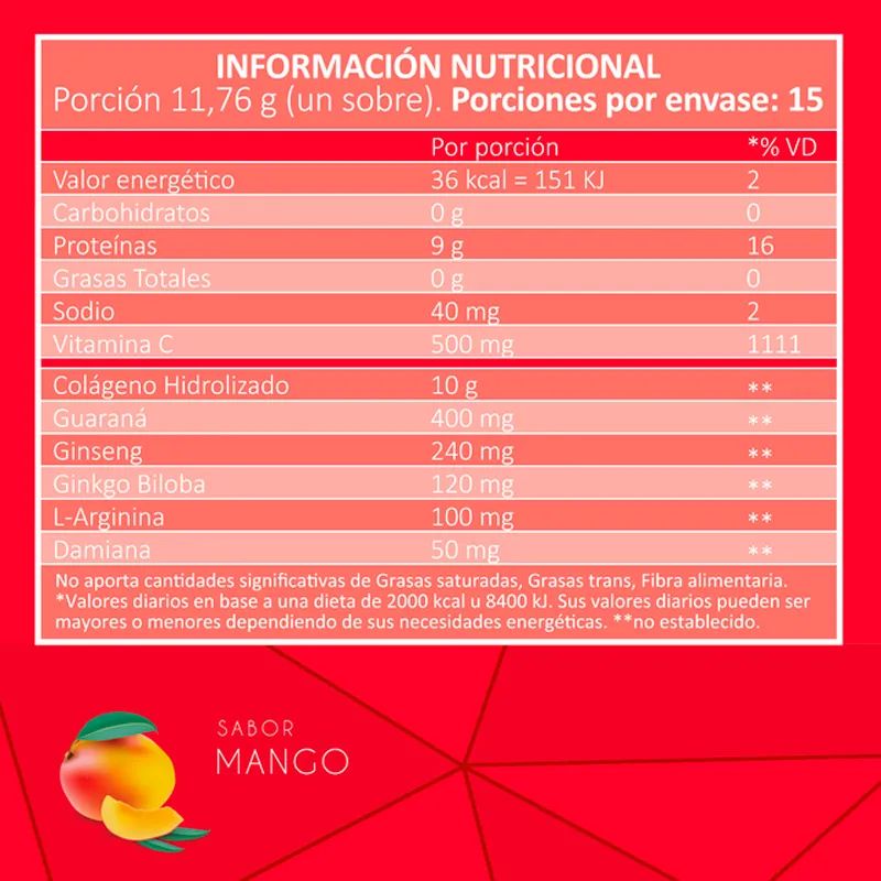 Colágeno Hidrolizado Volt Premium Sabor Mango Antiage Gennuine - 15 sobres
