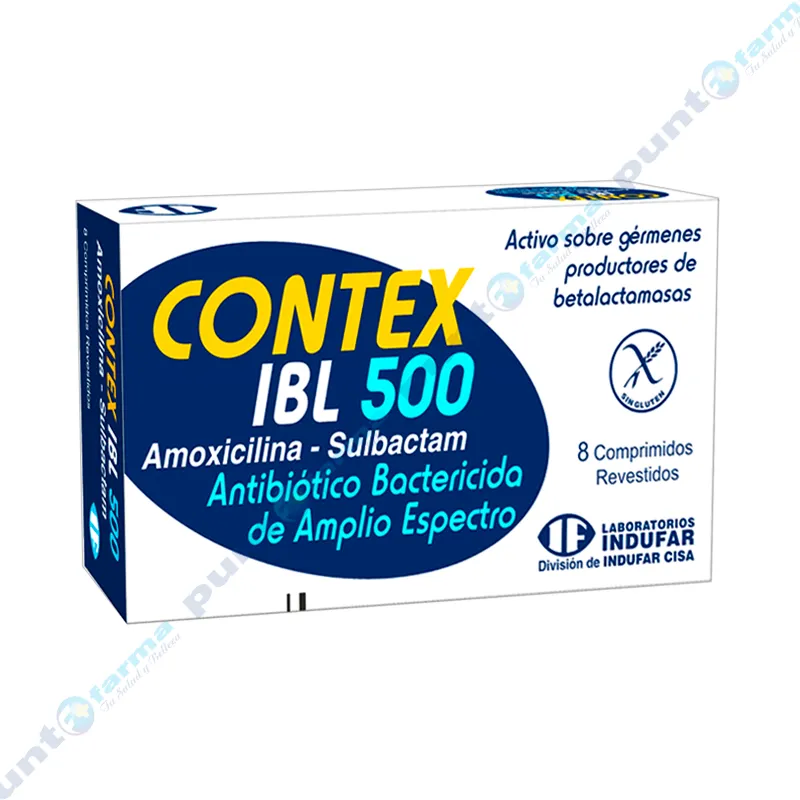 Contex IBL 500 Amoxicilina Sulbactam - Caja de 8 comprimidos revestidos