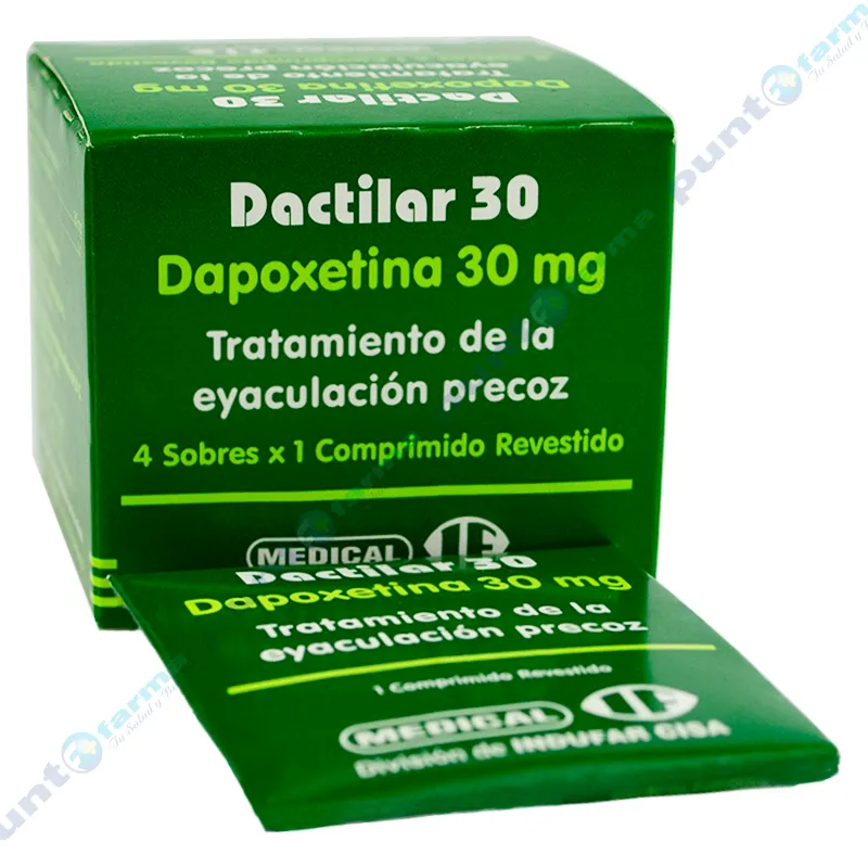 Dactilar 30 Dapoxetina 30 mg - Cont. 4 sobres x 1 comprimido revestido