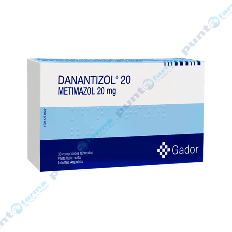 Danantizol 20 Metimazol 20 mg - Contiene 30 comprimidos ranurados.
