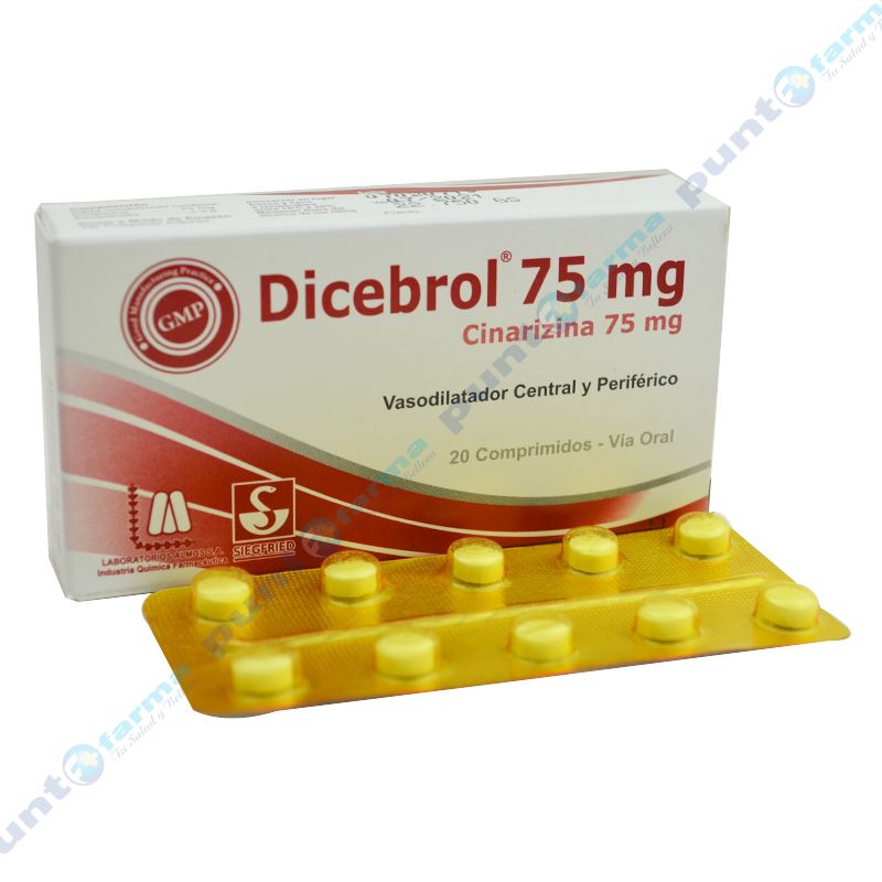 Dicebrol Cinarizina 75 mg Caja de 20 comprimidos Punto Farma