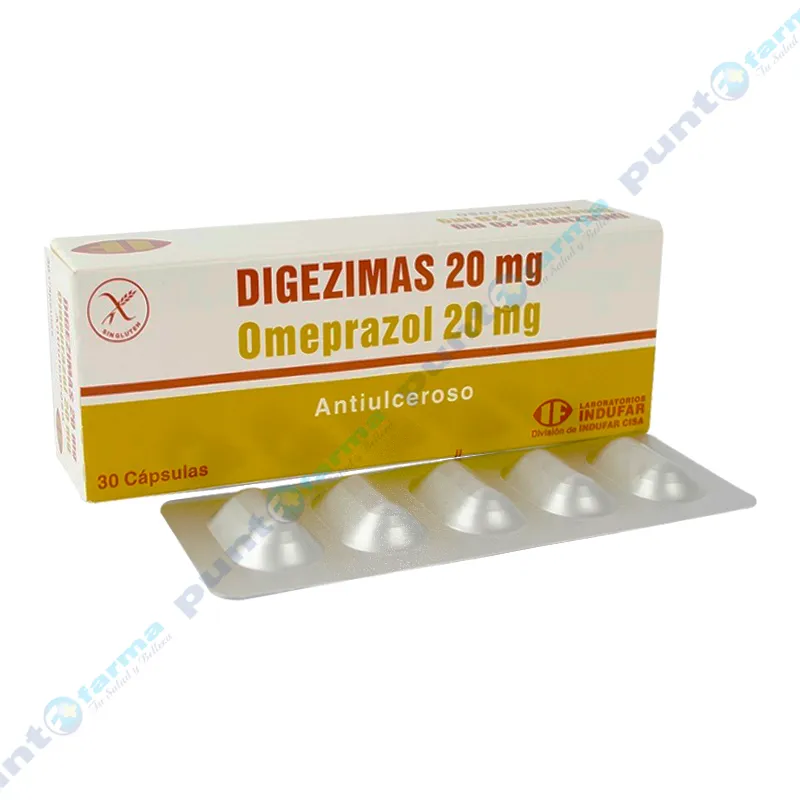 Digezimas Omeprazol 20 mg - Contiene 30 cápsulas.