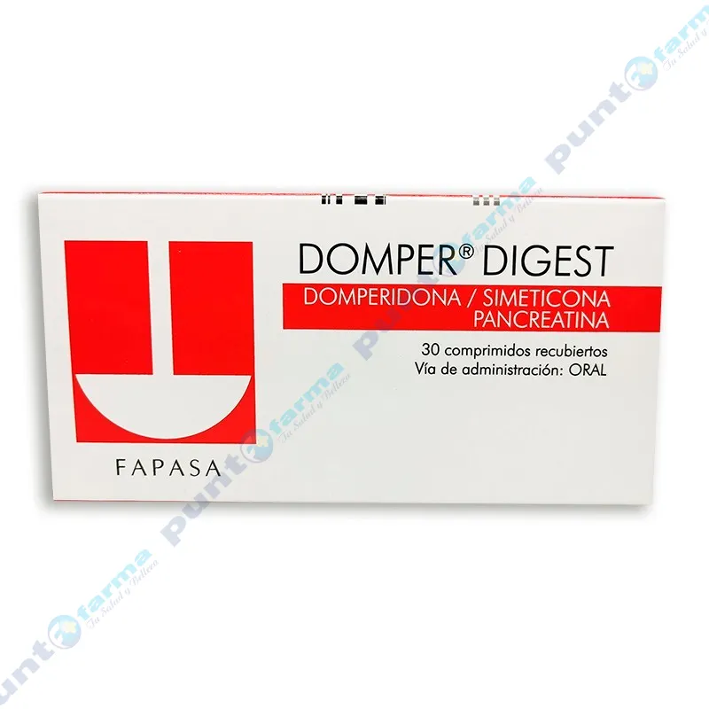 Domper Digest Domperidona Simeticona Pancreatina - Caja de 30 comprimidos recubiertos