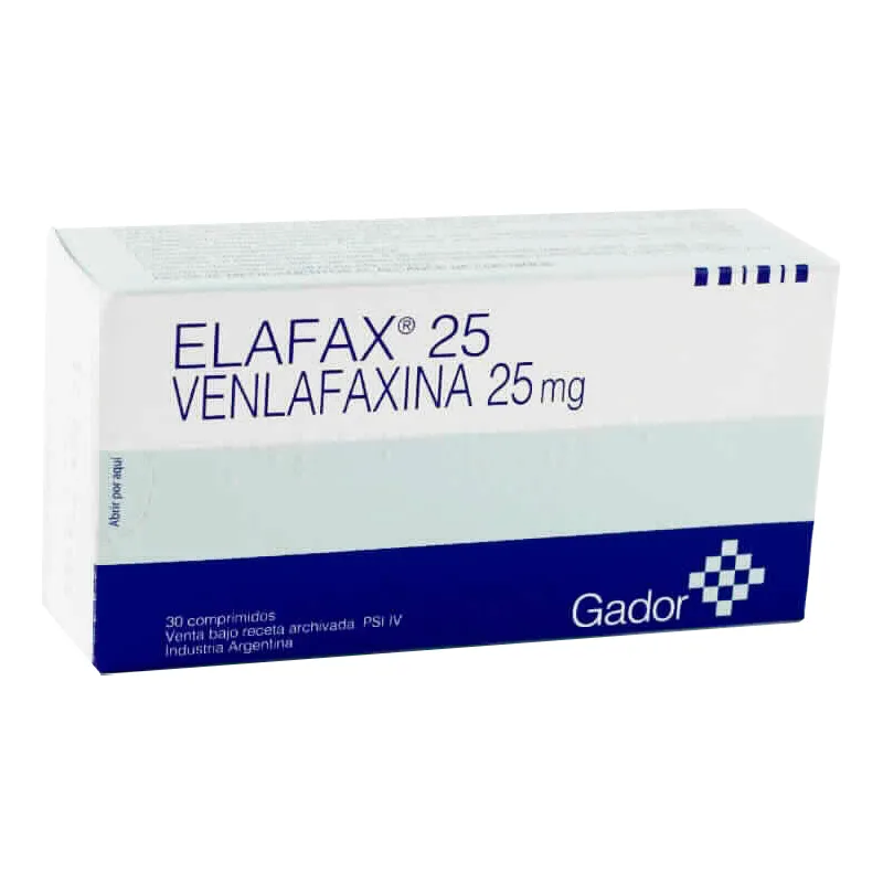 Elafax 25 Velafaxina 25mg - Contiene 30 comprimidos.