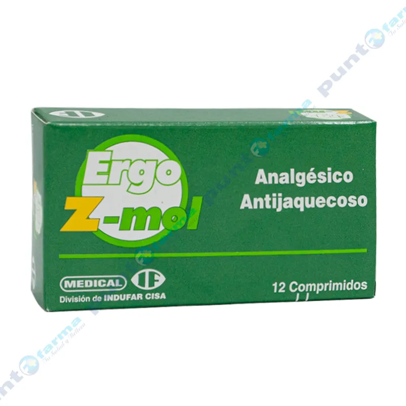 Ergo Z-mol  Analgésico Antijaquecoso - Caja de 12 Comprimidos.