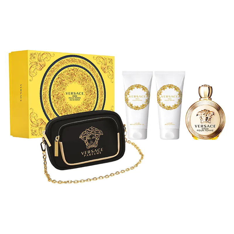 Estuche Versace Eros Pour Femme Eau de Parfum 100mL+ Agua Perfumada 100mL + Leche Corporal 100mL + GWP