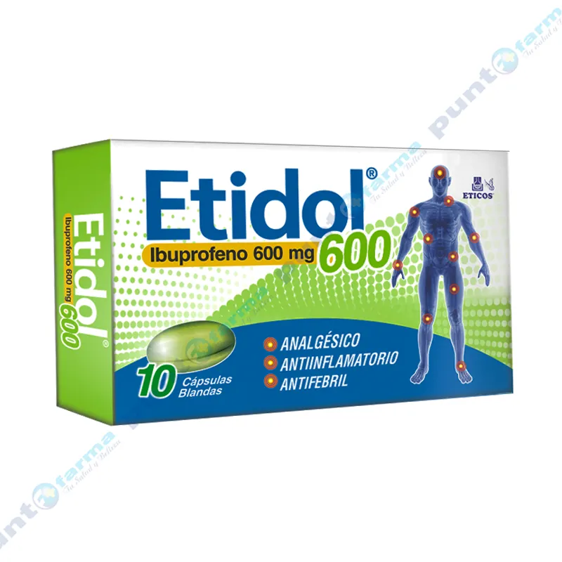 Etidol 600 Ibuprofeno 600 mg - Caja de 10 cápsulas blandas