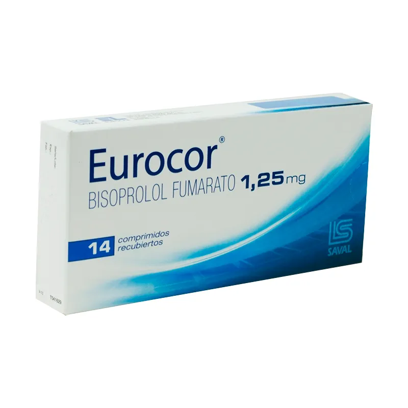 Eurocor® Bisoprolol Fumarato 1.25mg - Caja de 14 comprimidos recubiertos