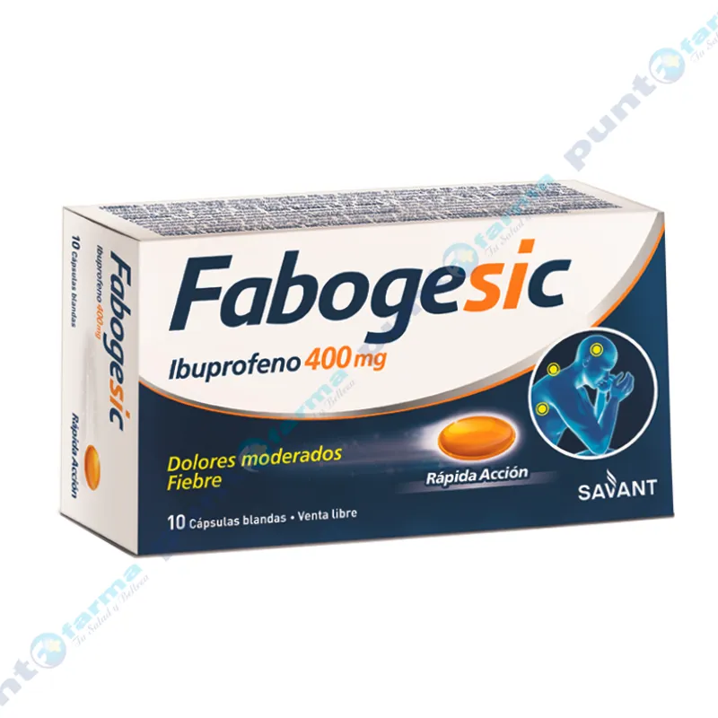 Fabogesic Ibuprofeno 400mg - Caja de 10 cápsulas