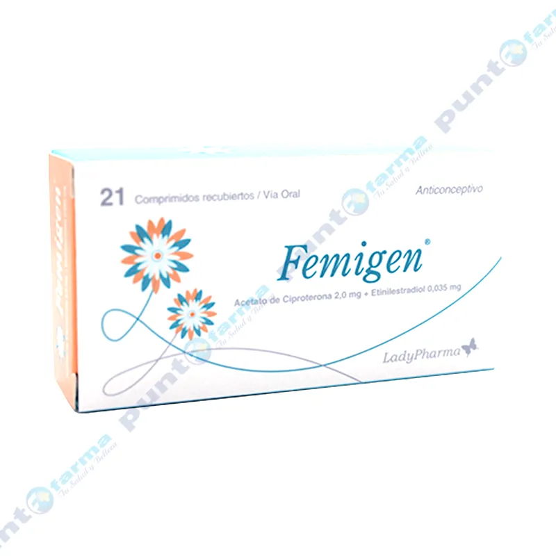 Femigen Acetato de Ciproterona 2,0 mg - Cont. 21 comprimidos recubiertos