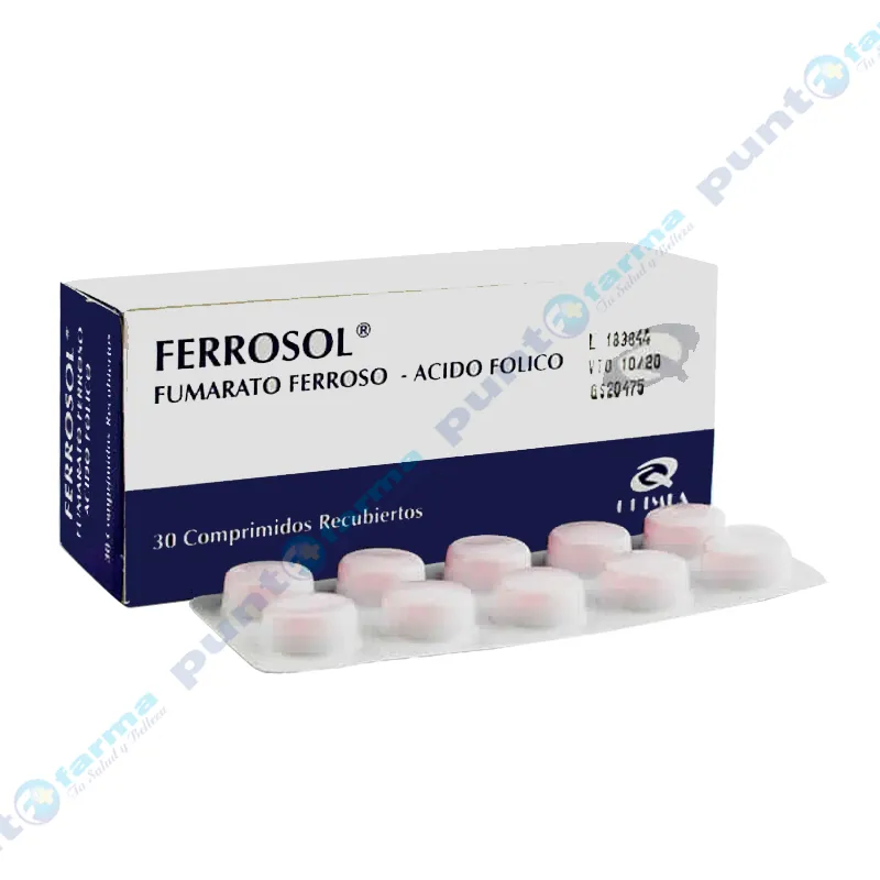 Ferrosol Fumarato Ferroso - Caja de 30 comprimidos recubiertos