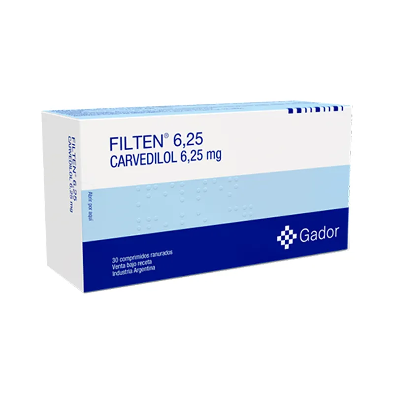 Filten 6,25 Carvedilol 6,25 mg - Cont. 30 comprimidos ranurados