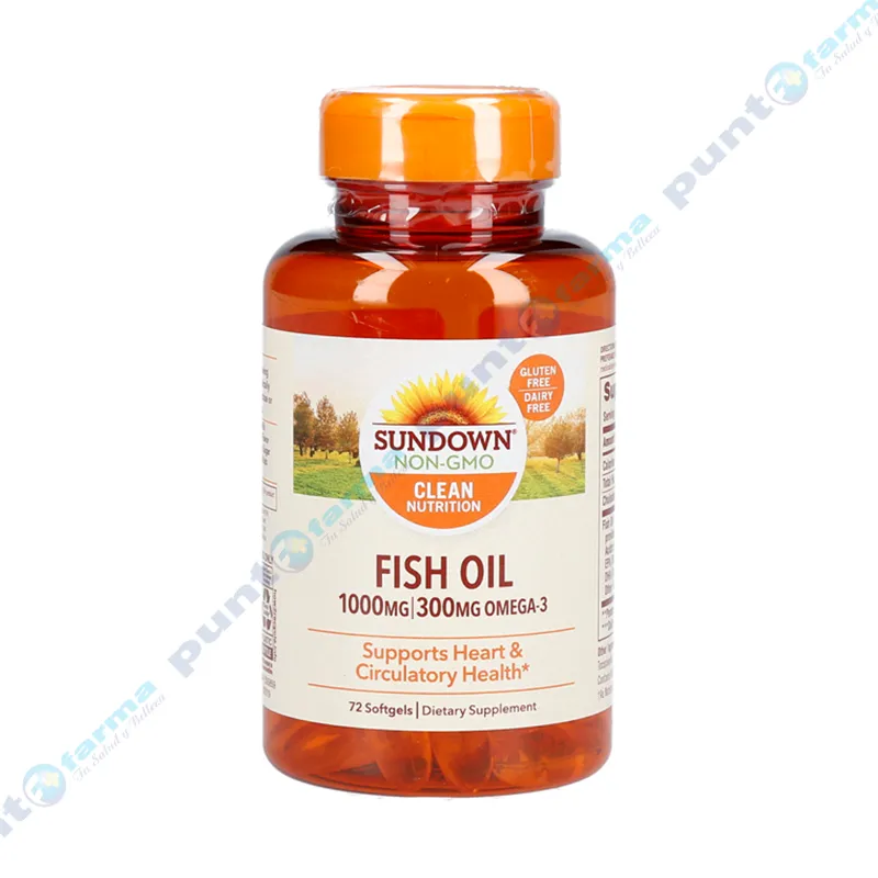 Fish Oil 1000 mg + 300mg Omega-3 Sundown Naturals - Frasco de 60 cápsulas blandas