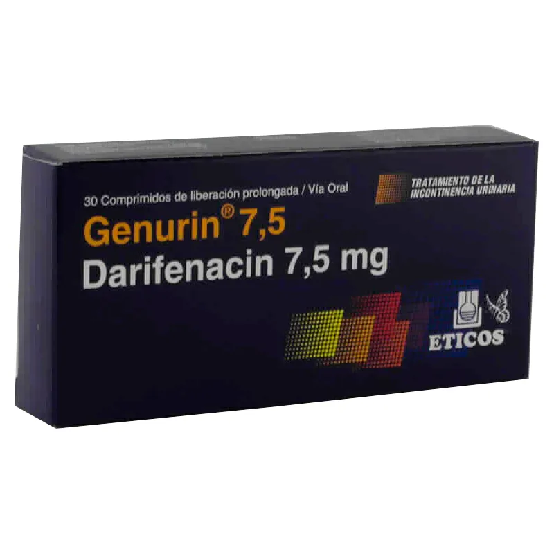 Genurin 7,5 Darifenacin 7,5 mg - Caja de 30comprimidos de liberación prolongada