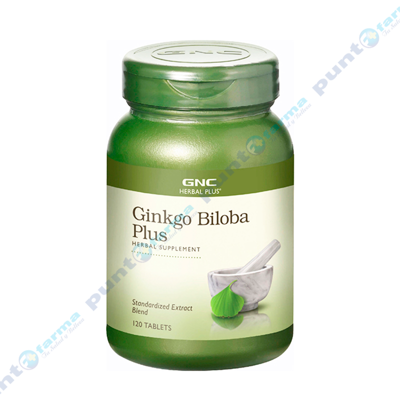Ginkgo Biloba Plus Suplemento GNC Frasco de 120 Tabletas Punto Farma