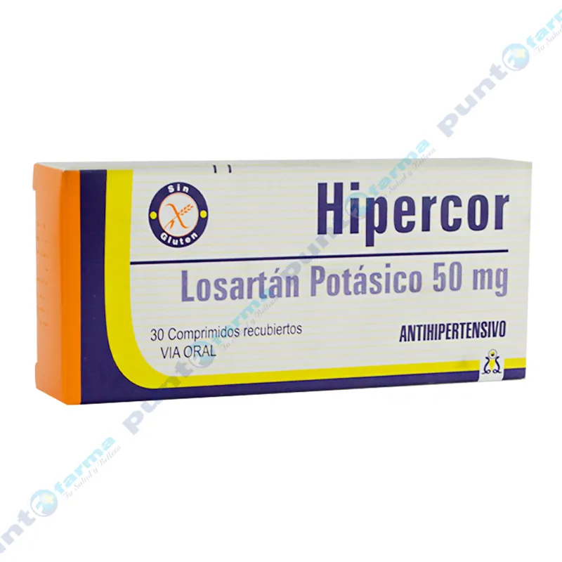 Hipercor Losartán Potásico 50 mg - Caja de 30 Comprimidos