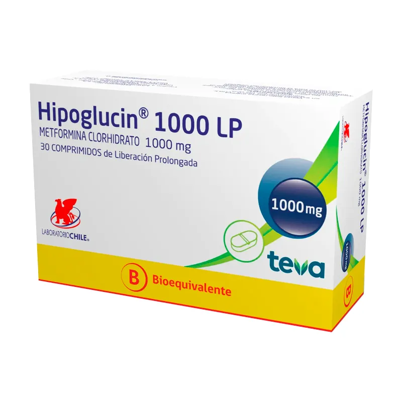 Hipoglucin 1000 LP Metformina Clorhidrato 1000 mg - Cont. 30 comprimidos de liberación prolongada