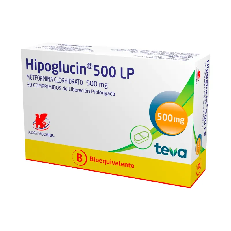Hipoglucin 500 LP Metformina Clorhidrato 500 mg - Cont. 30 comprimidos de liberación prolongada
