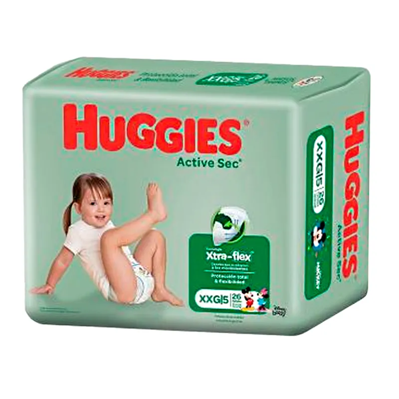 Huggies Active Sec con Xtra-Flex XXG - Cont 26 unidades