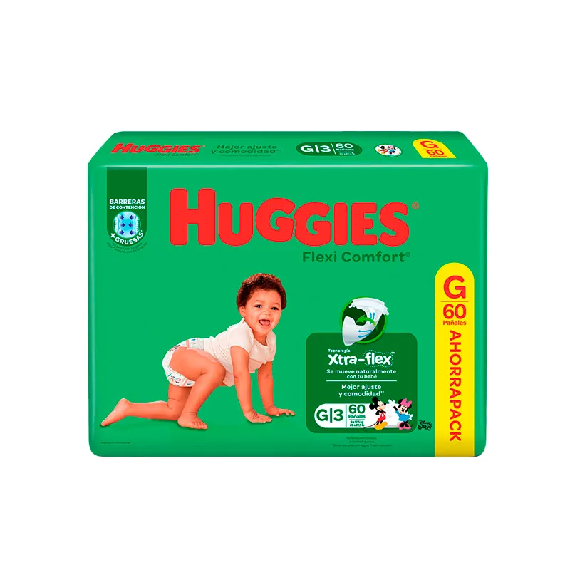 Huggies Flexi Comfort Protección Total y Flexibilidad - Contiene 60 unidades