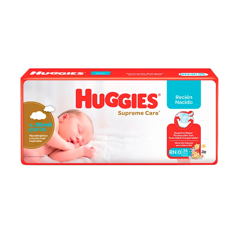 Huggies Supreme Natural Care RN - Contiene 34 unidades | Punto Farma