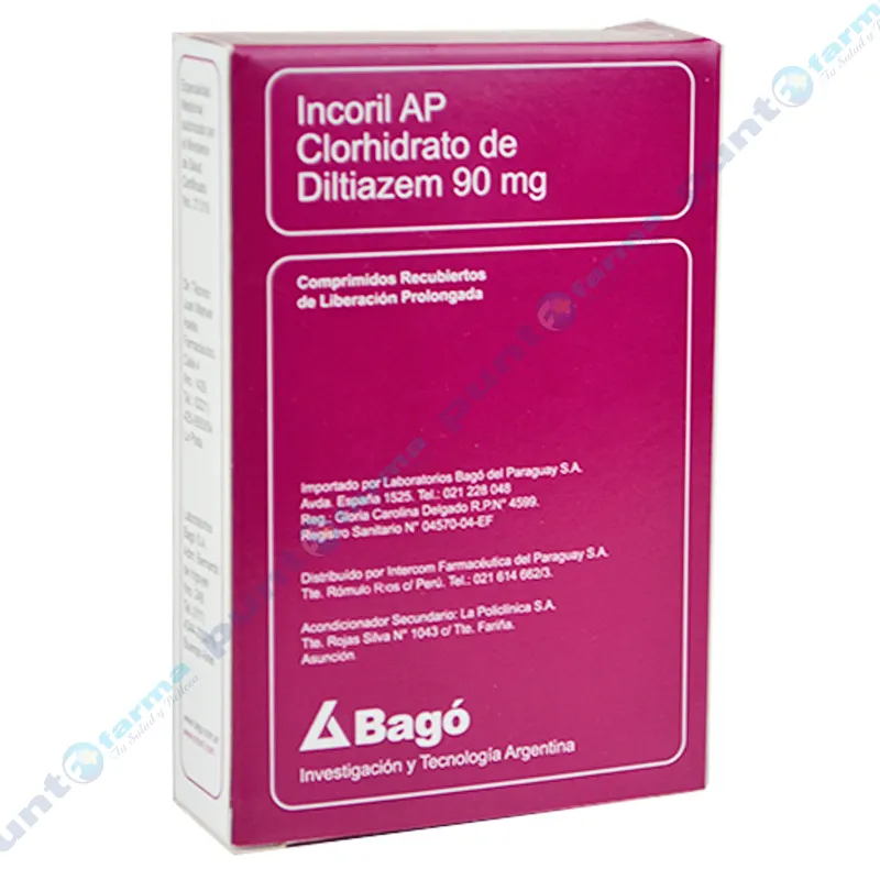 Incoril AP clorhidrato de diltiazem 90mg - Caja de 30 comprimidos recubiertos