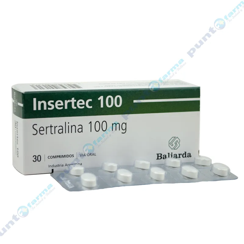 Insertec 100 Sertralina 100 mg -  Cont. 30 Comprimidos.