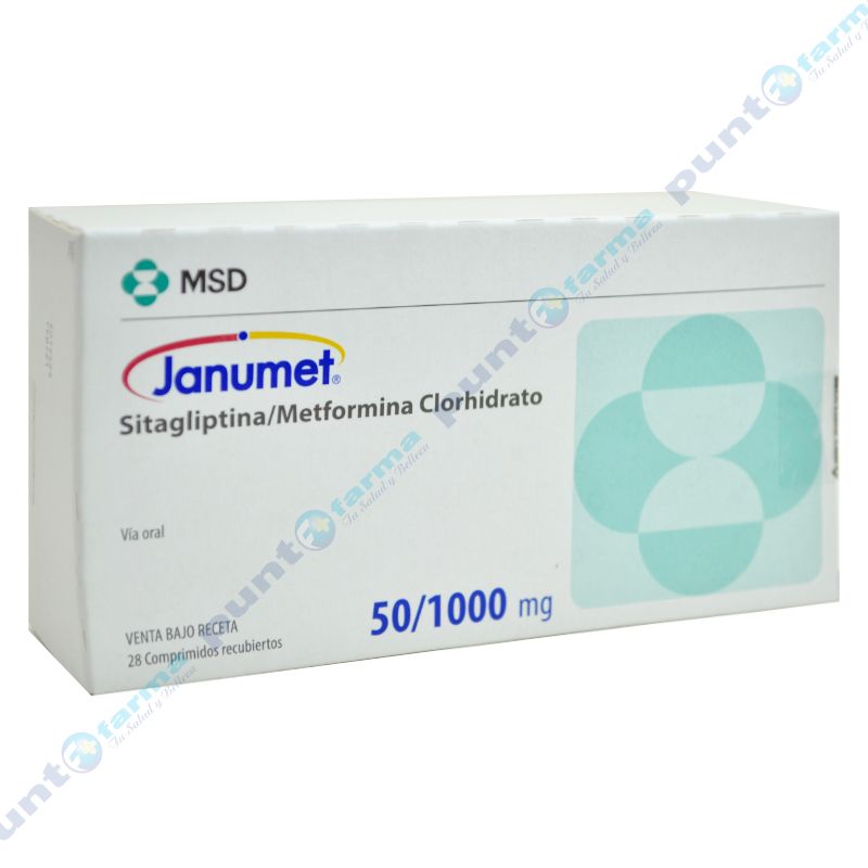 Janumet Sitagliptina 50/1000 mg Caja de 28 comprimidos recubiertos