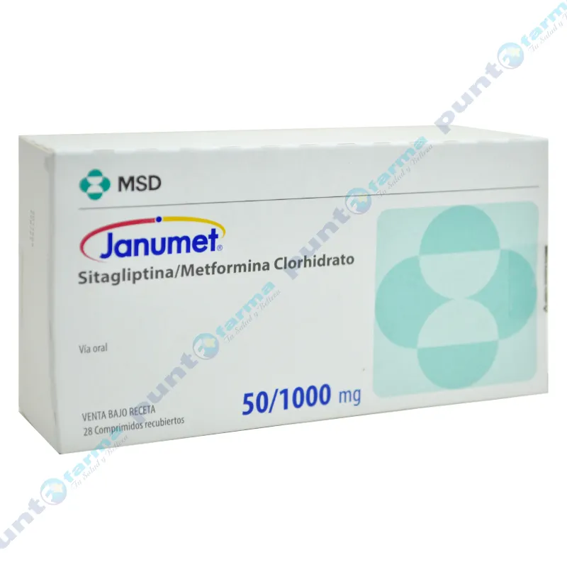 Janumet Sitagliptina 50/1000 mg - Caja de 28 comprimidos recubiertos